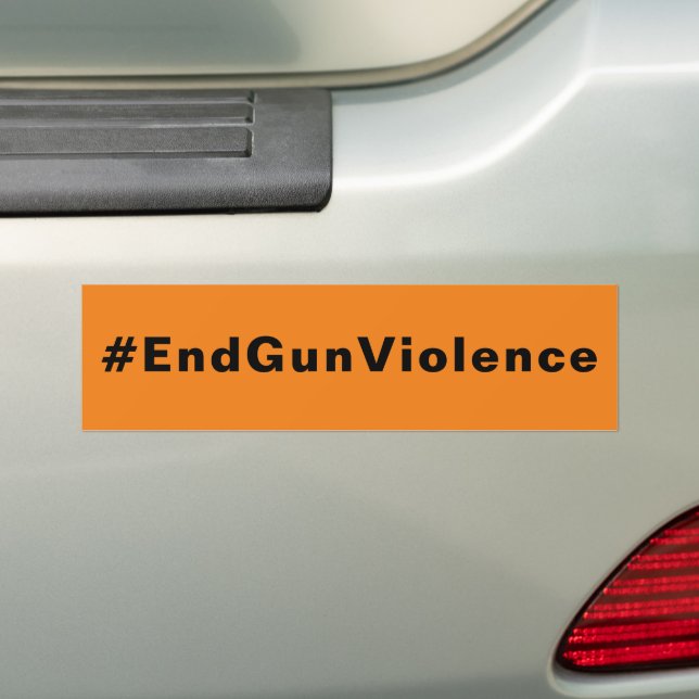 #EndGunViolence End Gun Violence orange black text Bumper Sticker (On Car)