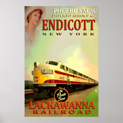 ENDICOTT New York Erie Lackawanna Railroad PHOEBE Poster