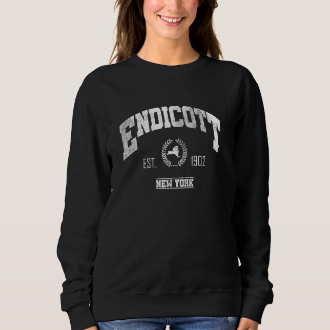 Endicott NY New York Vintage Throwback Sweatshirt (Front)