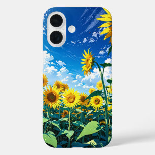 Endless Anime Sunflower Field iPhone 16 Case