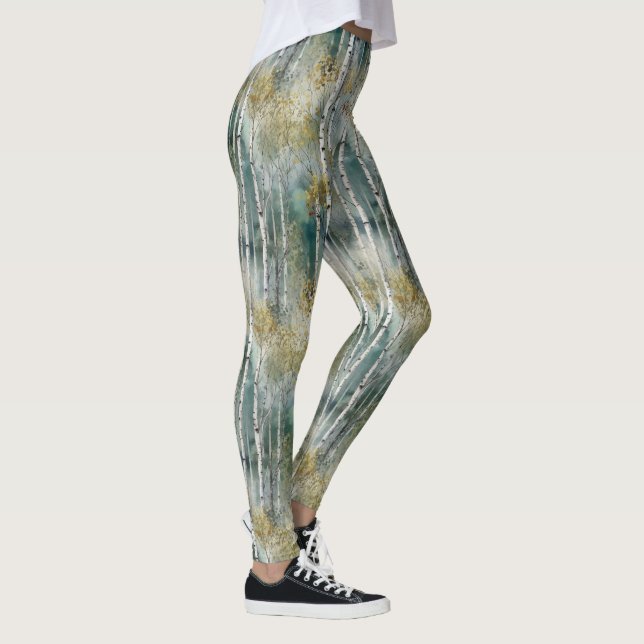 Endless Birch Tree Dreamscape Trees Misty Forest Leggings (Right)