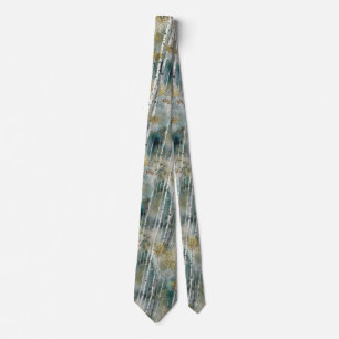 Endless Birch Tree Dreamscape Trees Misty Forest Neck Tie