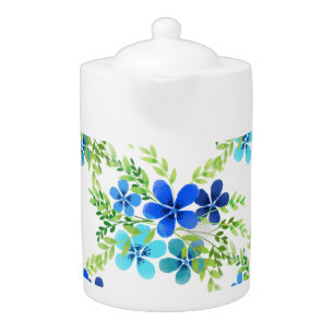 Endless Blue Forget Me Not Flowers Teapot