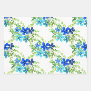 Endless Blue Forget Me Not Flowers Wrapping Paper Sheets