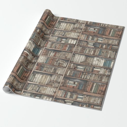 endless bookshelves  wrapping paper