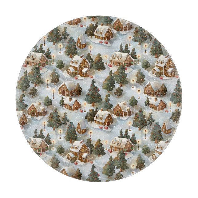 Endless Christmas Gingerbread Village Cutting Board (Front)