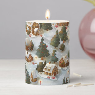 Endless Christmas Gingerbread Village Pillar Candle