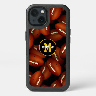 Endless footballs pattern fall sports monogrammed iPhone 13 case