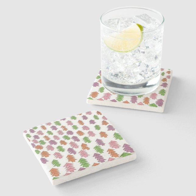 Endless Forest Pine Trees Print Stone Coaster (Side)