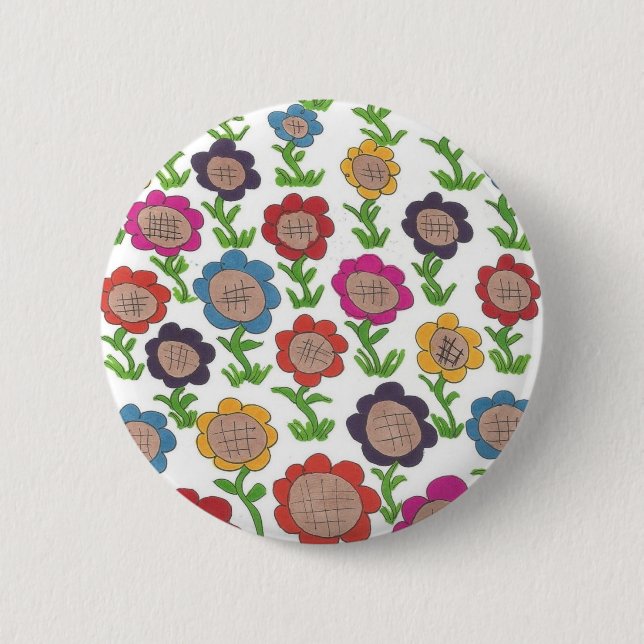 Endless Garden Flower Pattern Art Button (Front)