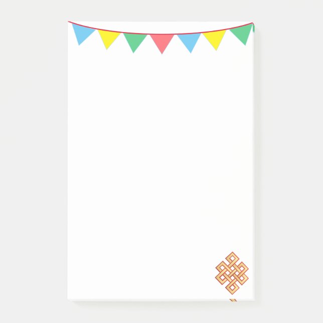 Endless knot & multicolored flags post-it notes (Front)
