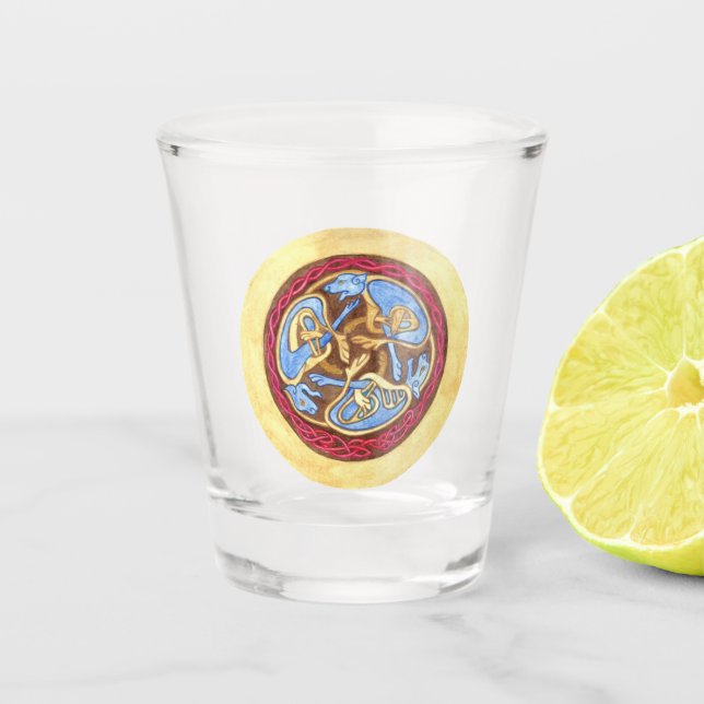 Endless knot with animals  Shot Glass (Front)