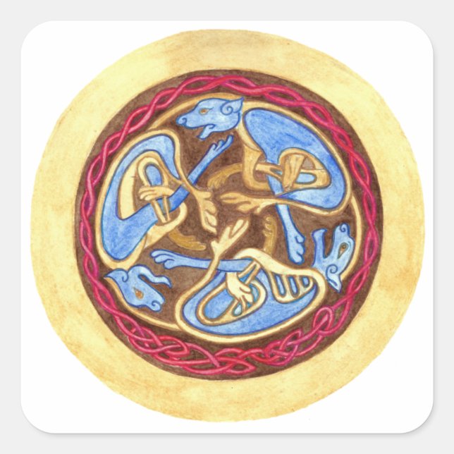  Endless knot with animals Square Sticker (Front)