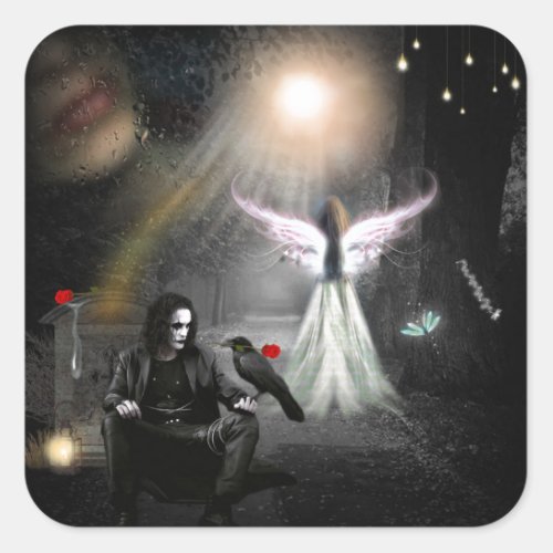 Endless Love Crow and Angel Square Sticker