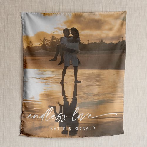 Endless Love Modern Script Couple Photo Gift Sherpa Blanket