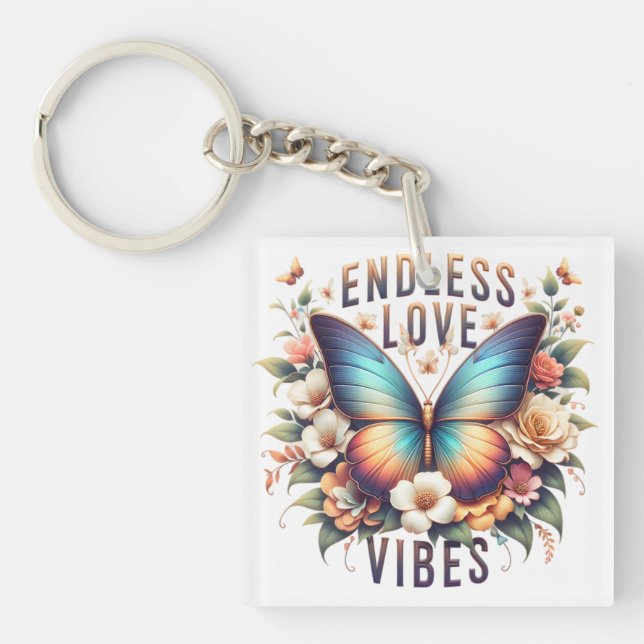 Endless Love Vibes Butterfly Art-96281 Keychain (Front)