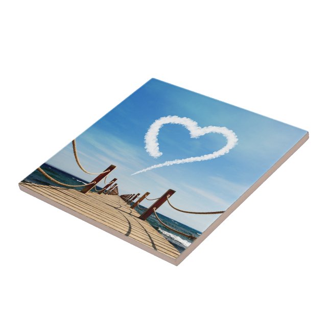 Endless Path Heart-Shaped Cloud Ceramic Tile (Side)