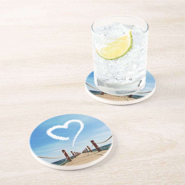 Endless Path Heart-Shaped Cloud Drink Coaster (Side)