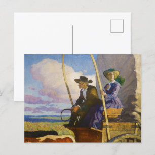 Endless Prairie: Woman in the Wagon by N.C. Wyeth Postcard