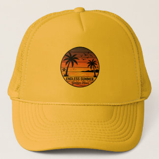 Endless Summer Retro Sunset Palm Trees Trucker Hat