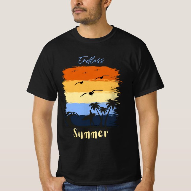 endless summer: vintage sunset surfing t-shirt (Front)