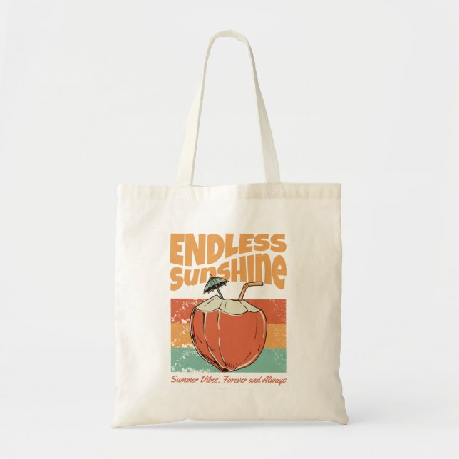 Endless Sunshine Coconut Retro Beach Tote Bag (Front)