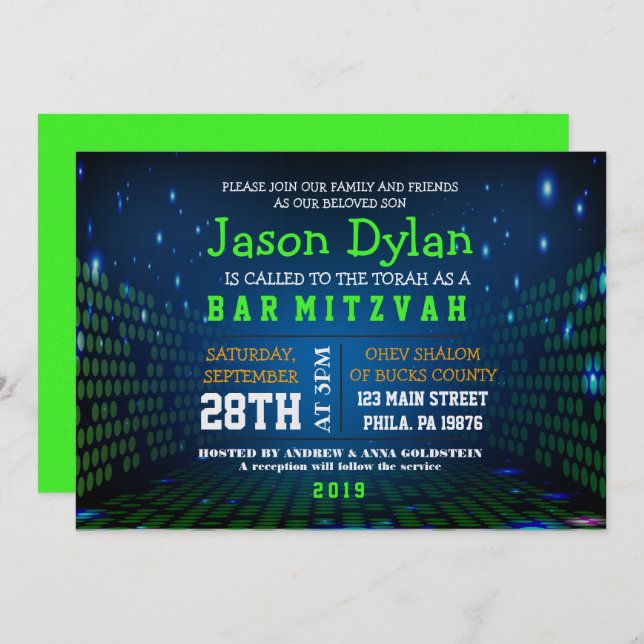 ENDLESS VIDEO GAMING Bar Mitzvah Invitation (Front/Back)