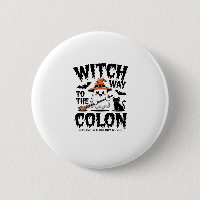 Endo Nurse Halloween Gastrointestinal Nurse Ghost  Button (Front)