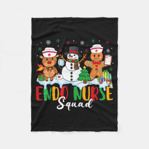 Endo Nurse Squad Reindeer Snowman Gingerbread Chri Fleece Blanket