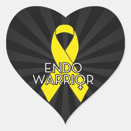Endo Warrior Endometriosis Awareness Yellow Ribbon Heart Sticker