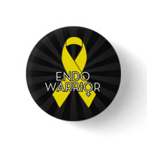 Endo Warrior Endometriosis Awareness Yellow Ribbon Pinback Button