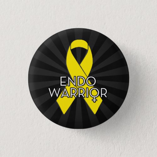 Endo Warrior Endometriosis Awareness Yellow Ribbon Pinback Button