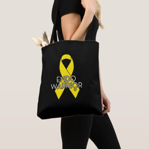 Endo Warrior Endometriosis Awareness Yellow Ribbon Tote Bag