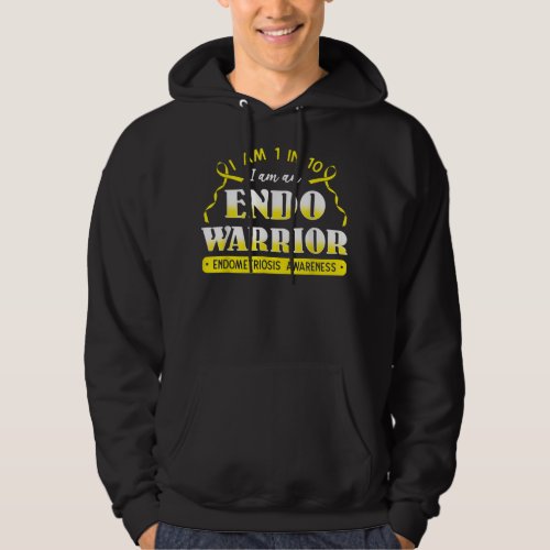 Endo Warrior Endometriosis Yellow Ribbon Uterus En Hoodie