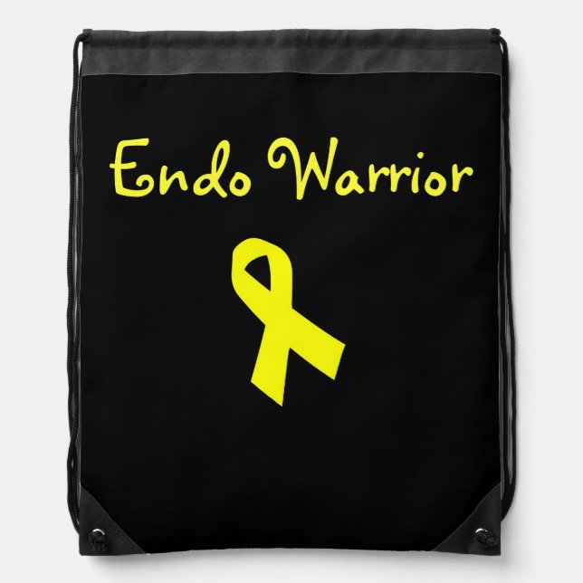 Endo Warrior Yellow Ribbon Drawstring Backpack (Front)