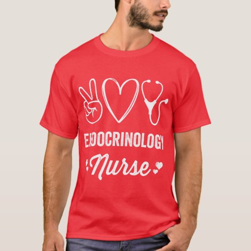 Endocrinology Nurse Cute Heart Stethoscope Vintage T_Shirt