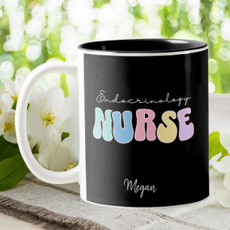 Endocrinology RN Nurse Pink Pastel Two-Tone Coffee Mug