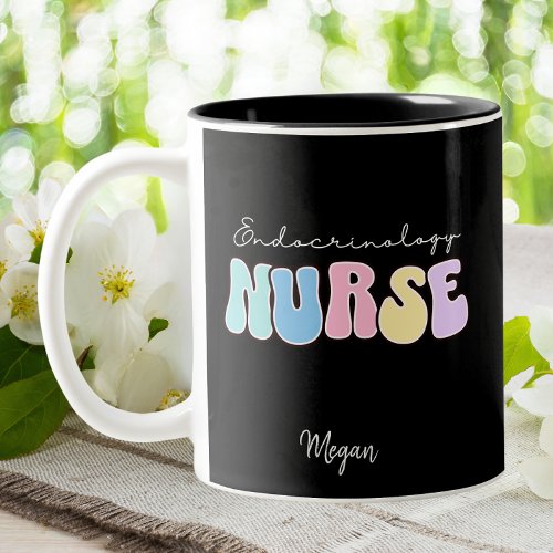 Endocrinology RN Nurse Pink Pastel Two_Tone Coffee Mug