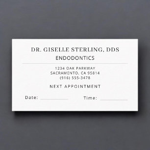 Endodontics Dentistry Dentist Appointment Card