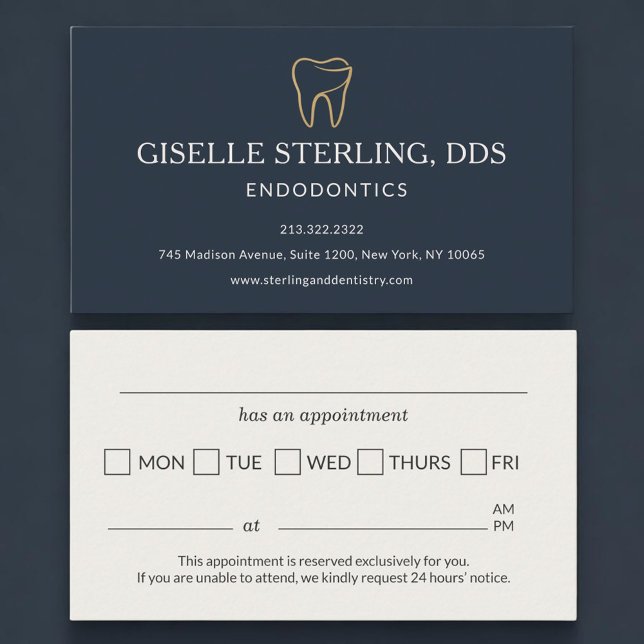 Endodontics Dentistry Tooth Appointment Reminder Business Card (Creator Uploaded)