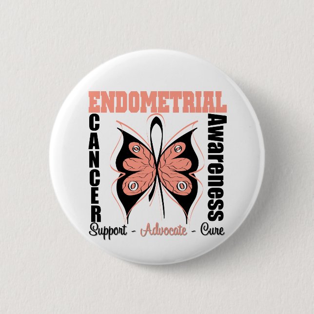 Endometrial Awareness Butterfly Pinback Button (Front)