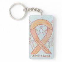 Endometrial Cancer Angel Awareness Ribbon Keychain