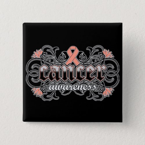 Endometrial Cancer Awareness Floral Ornamental Button