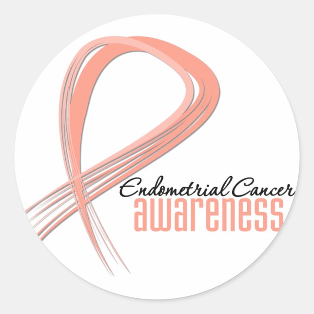 Endometrial Cancer Awareness Grunge Ribbon Classic Round Sticker (Front)