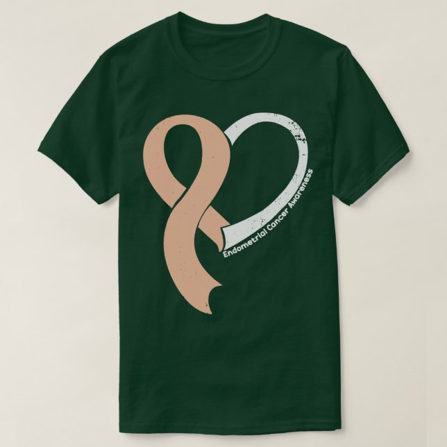 Endometrial Cancer Awareness Hople Love Heart Ribb T-Shirt (Design Front)