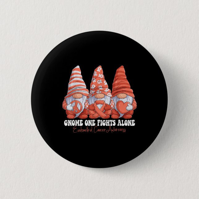 Endometrial Cancer Awareness Month Peach Ribbon Gn Button (Front)
