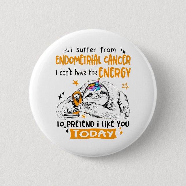 Endometrial Cancer Awareness Month Ribbon Gifts Button (Front)