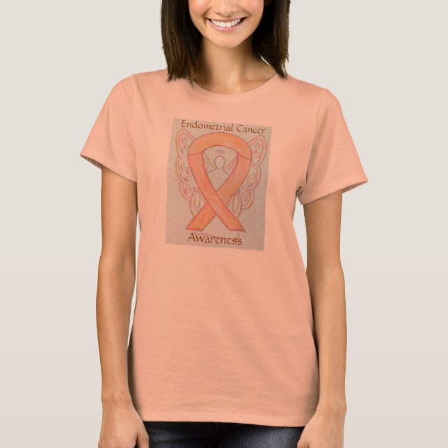 Endometrial Cancer Awareness Ribbon Angel Shirt (Front)