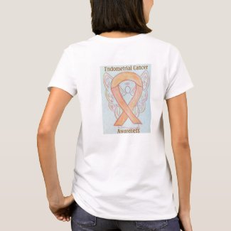 Endometrial Cancer Awareness Ribbon Angel Tee