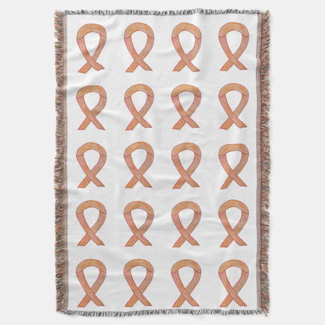 Endometrial Cancer Awareness Ribbon Throw Blanket (Front Vertical)